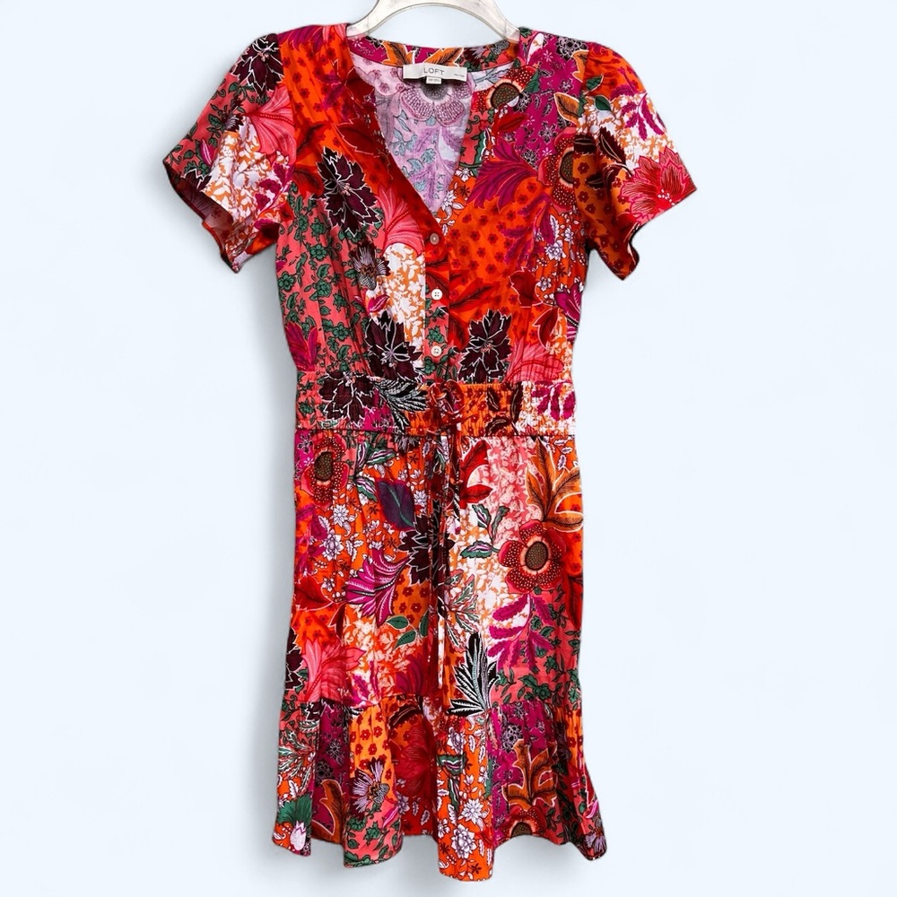 Loft Orange Patchwork Boho Drawstring Waist Mini … - image 3